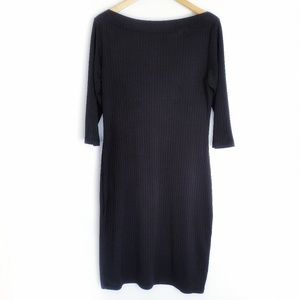 Nally & Millie Black Midi Dress with 3/4 Sleeves-L